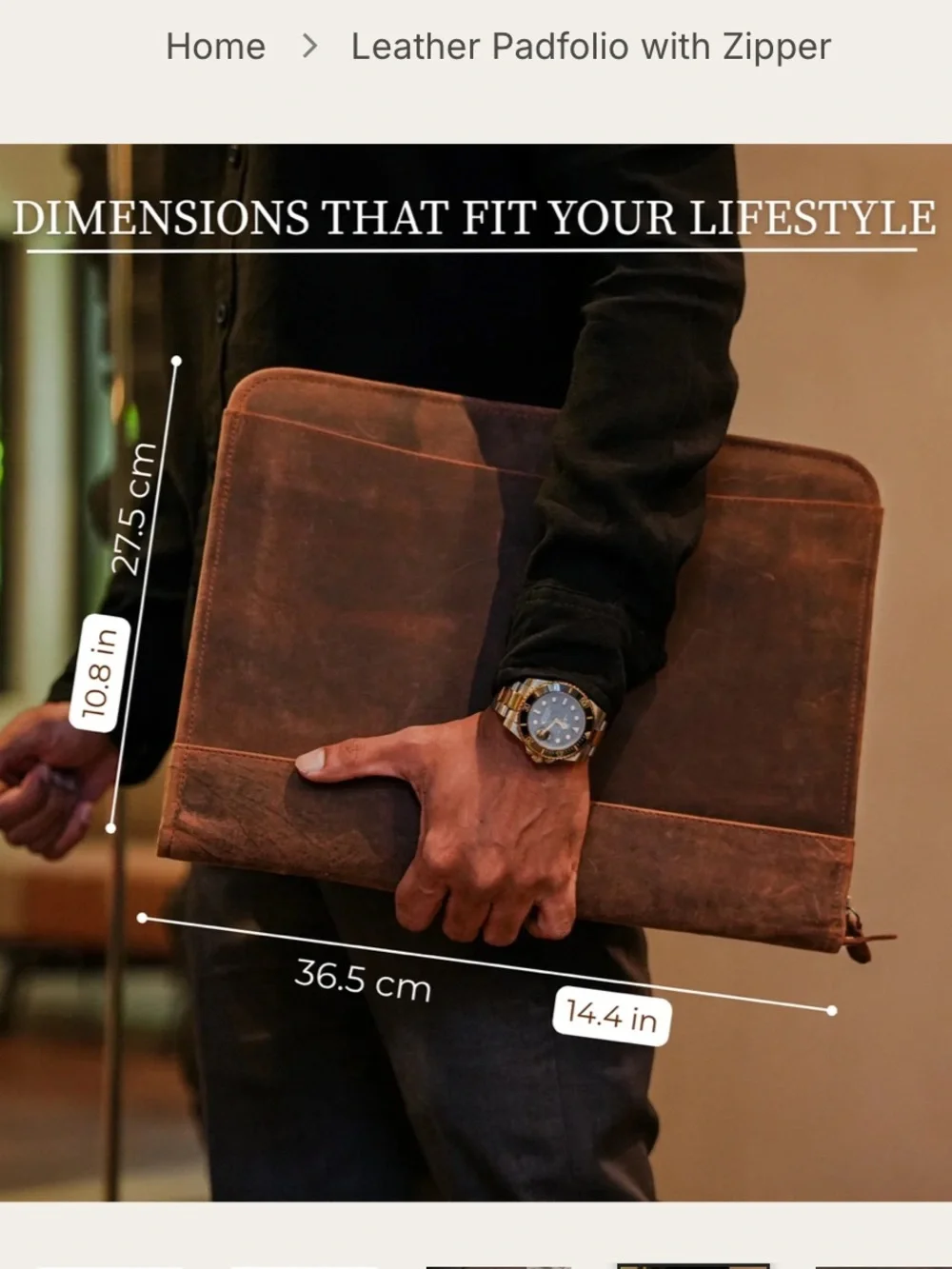 Nomad Crafts Co. LEATHER PADFOLIO WITH ZIPPER